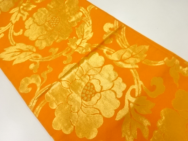 JAPANESE KIMONO / ANTIQUE FUKURO OBI / SILK / WOVEN PEONY